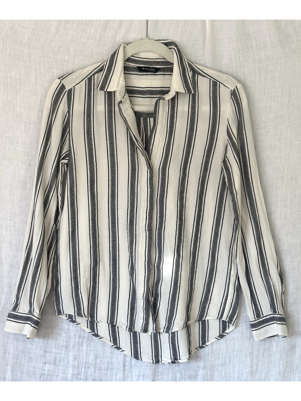 Massimo Dutti Shirt Womens US 2/34 Cuffed Sleeve Button Down Cotton Quiet Luxury